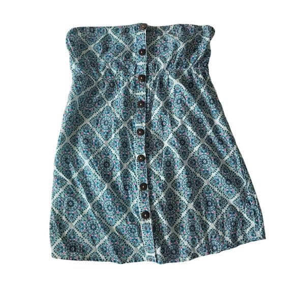 Vanity White Paisley Long Strapless Button Down Top - Large - Picture 1 of 6